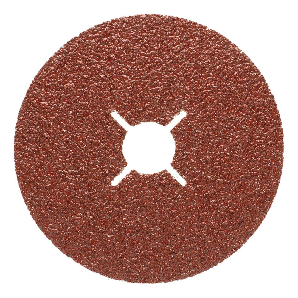A round brown abrasive disc with a circular center hole and short X-shaped