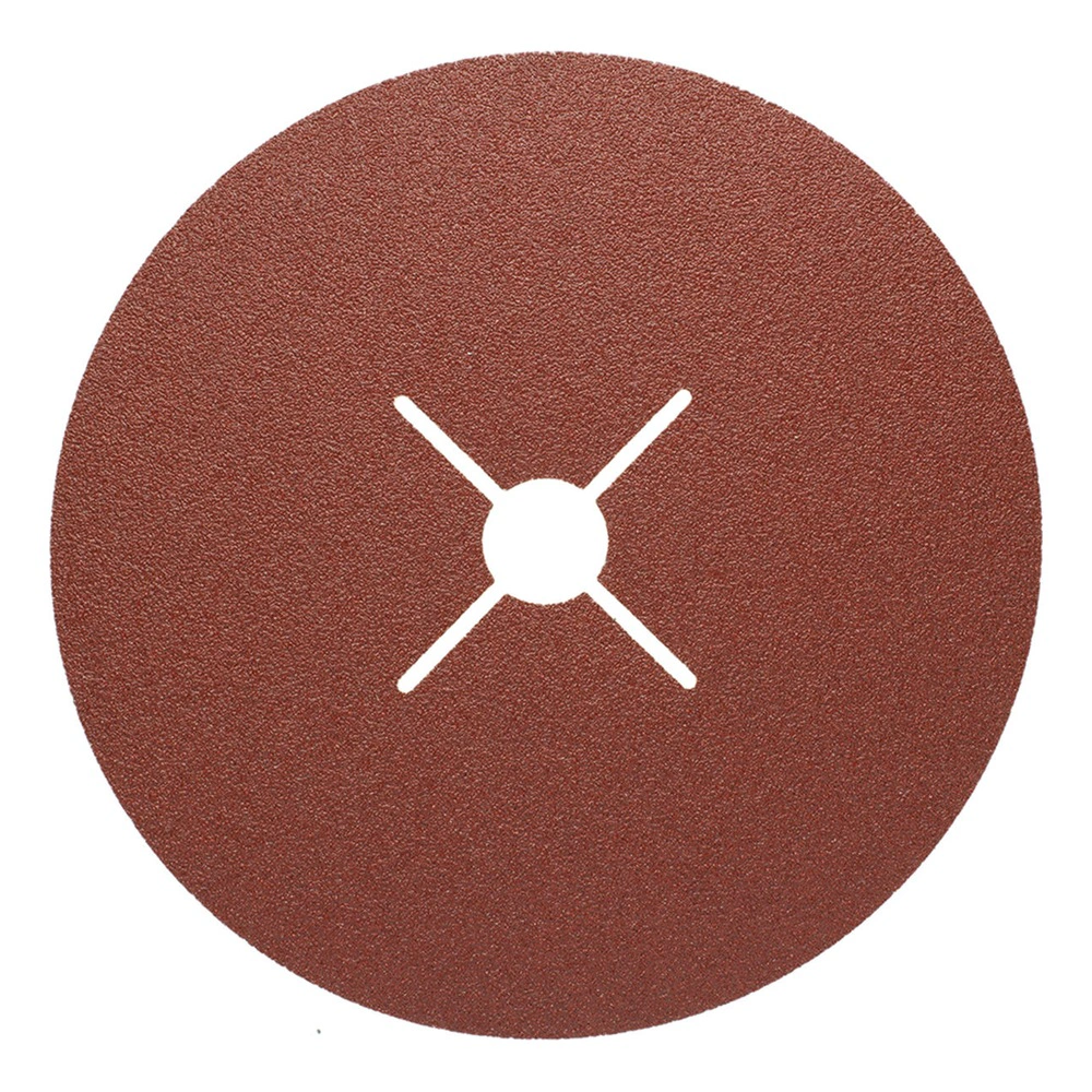 A round brown abrasive disc with a circular center hole and diagonal