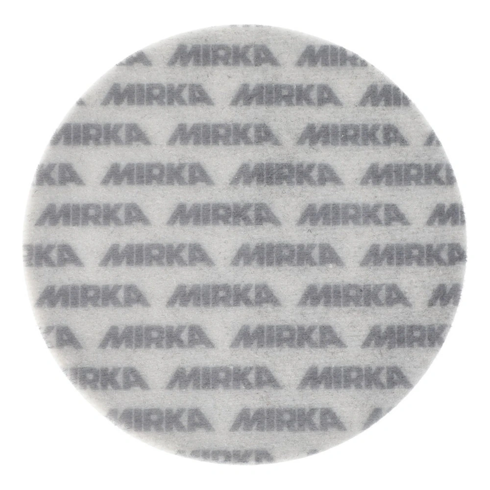 A round light-colored pad with repeating MIRKA print, shown on a white