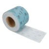 A rolled blue sanding sheet or abrasive strip, shown at an angle with one