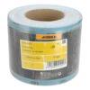 A blue-gray perforated sanding roll with a cardboard core, shown at an angle
