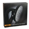 Black packaging box with a picture of a sanding disc and attached hose/tool