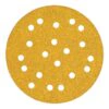 A round yellow-brown sanding disc with dust-extraction holes, shown front-on