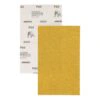 Two overlapping sanding sheets, one yellow-gold in front and one printed