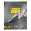 Front of a flat product package with a yellow label, a photo of a hand