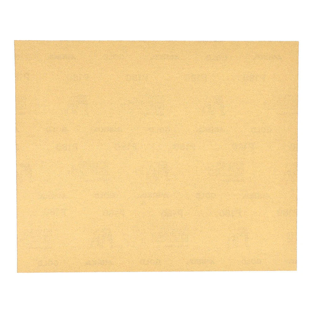 יריעת נייר ליטוש צהובה מרובעת על רקע לבן - Rectangular yellow sanding sheet on white background