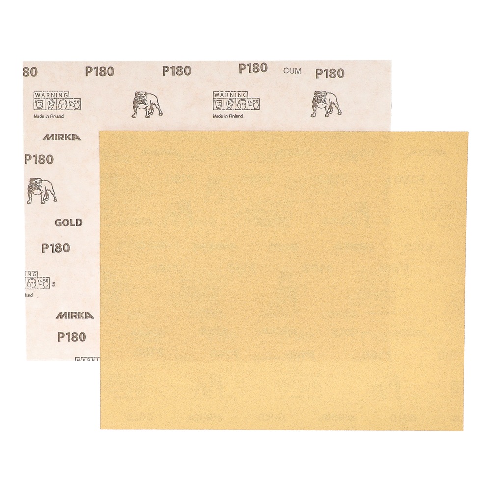 Rectangular yellow-gold sanding sheet with another sheet behind it