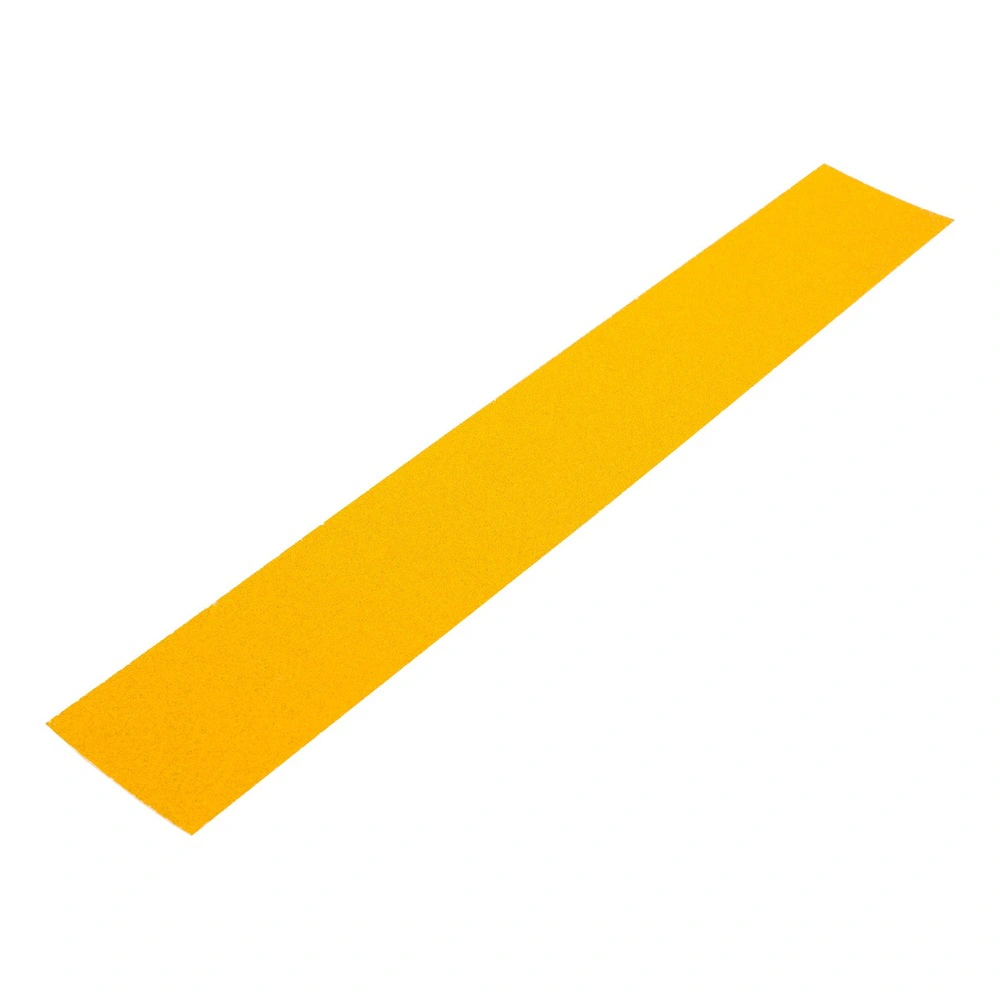 A long narrow yellow sanding strip, placed diagonally on a white background