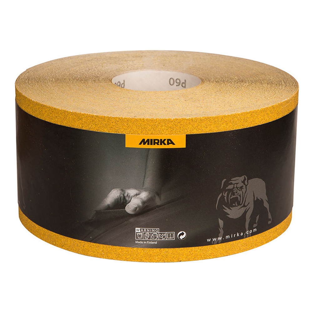 Yellow-black sanding roll with MIRKA logo