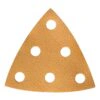 Golden triangular sanding sheet with six round holes
