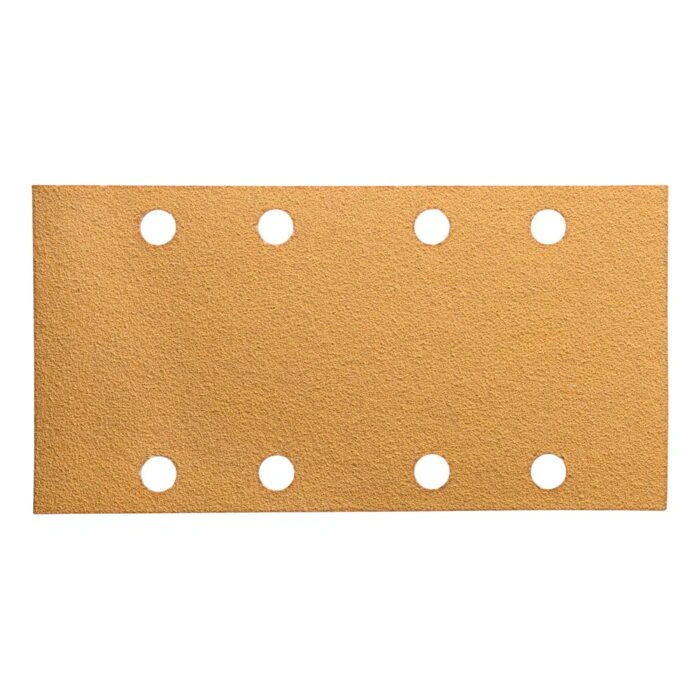 Rectangular brown sanding strip with eight holes