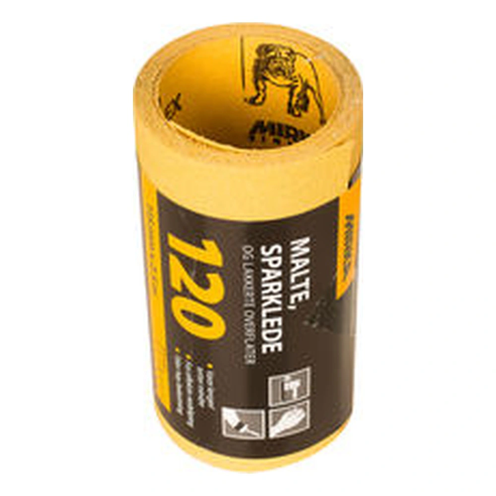 Yellow sanding paper roll on core
