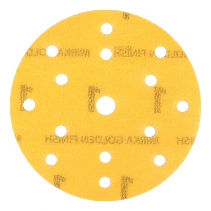 Round yellow sanding disc with holes