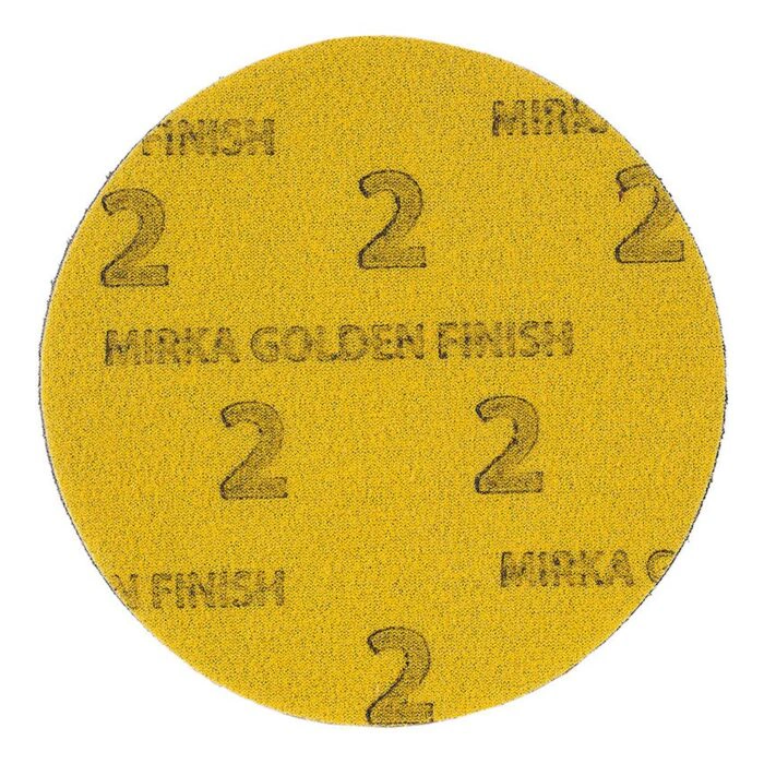 Round yellow sanding disc with printed markings