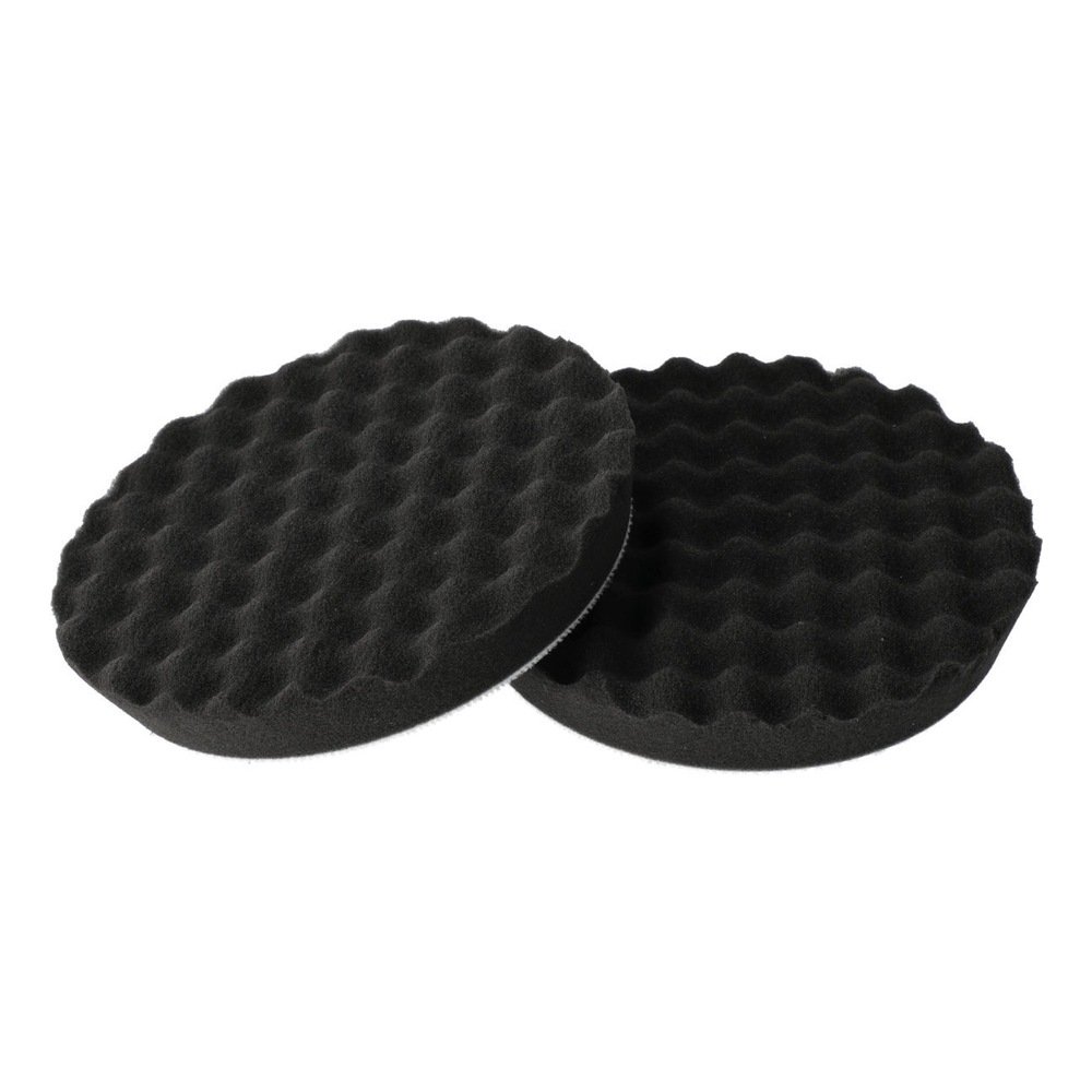 Two black round pads with waffle texture