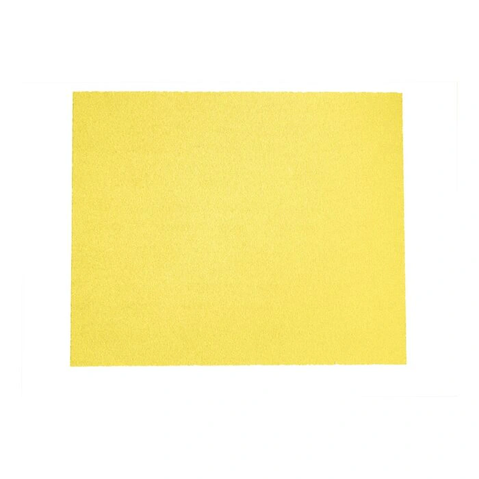 Rectangular yellow sanding sheet, shown front-on on a white background