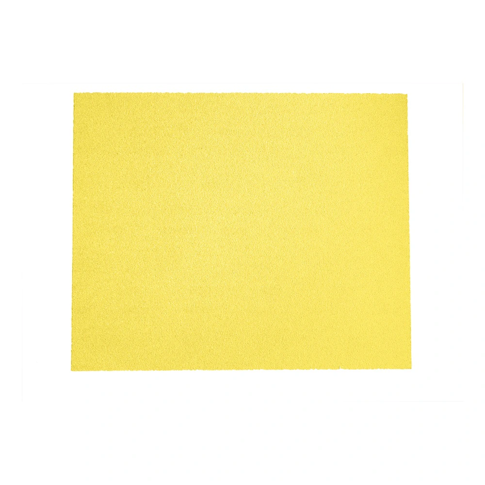 Rectangular yellow sanding sheet, shown front-on on a white background