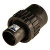 Black hose adapter with a narrow end and a ridged round center section