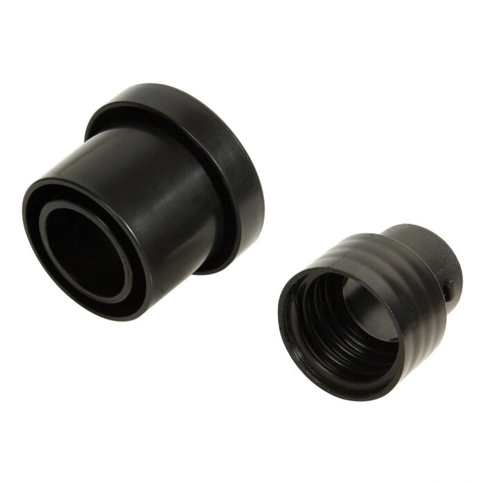 Two black hose connectors on white background