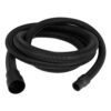 Coiled black corrugated hose with connector ends