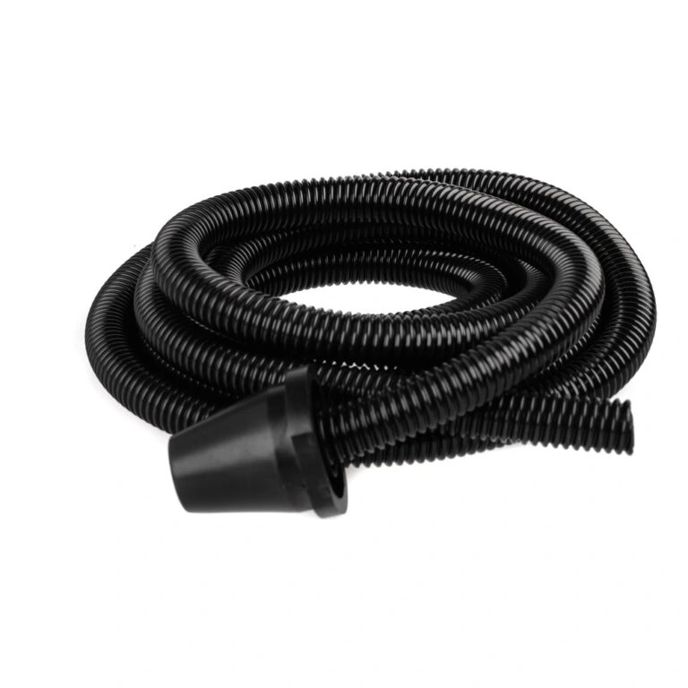 Coiled black hose with conical adapter