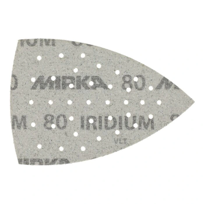 Perforated triangular sanding sheet with Mirka print
