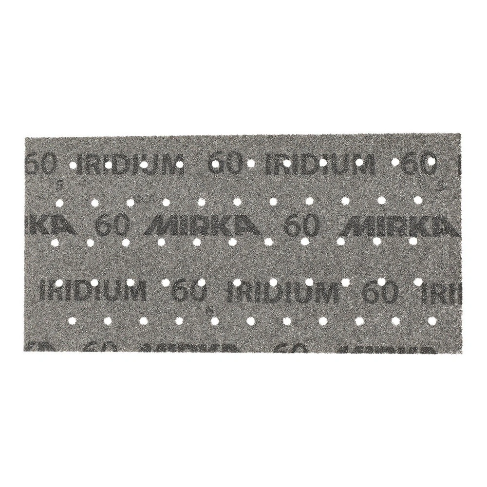 מלבן של יריעת ליטוש אפורה עם חורי שאיבה בשורות והדפס Mirka Iridium 60