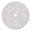 Gray round sanding disc with a center hole and a dense pattern