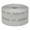 A rolled gray sanding paper roll shown front-on against a white background