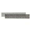 Two perforated rectangular sanding strips, overlapping