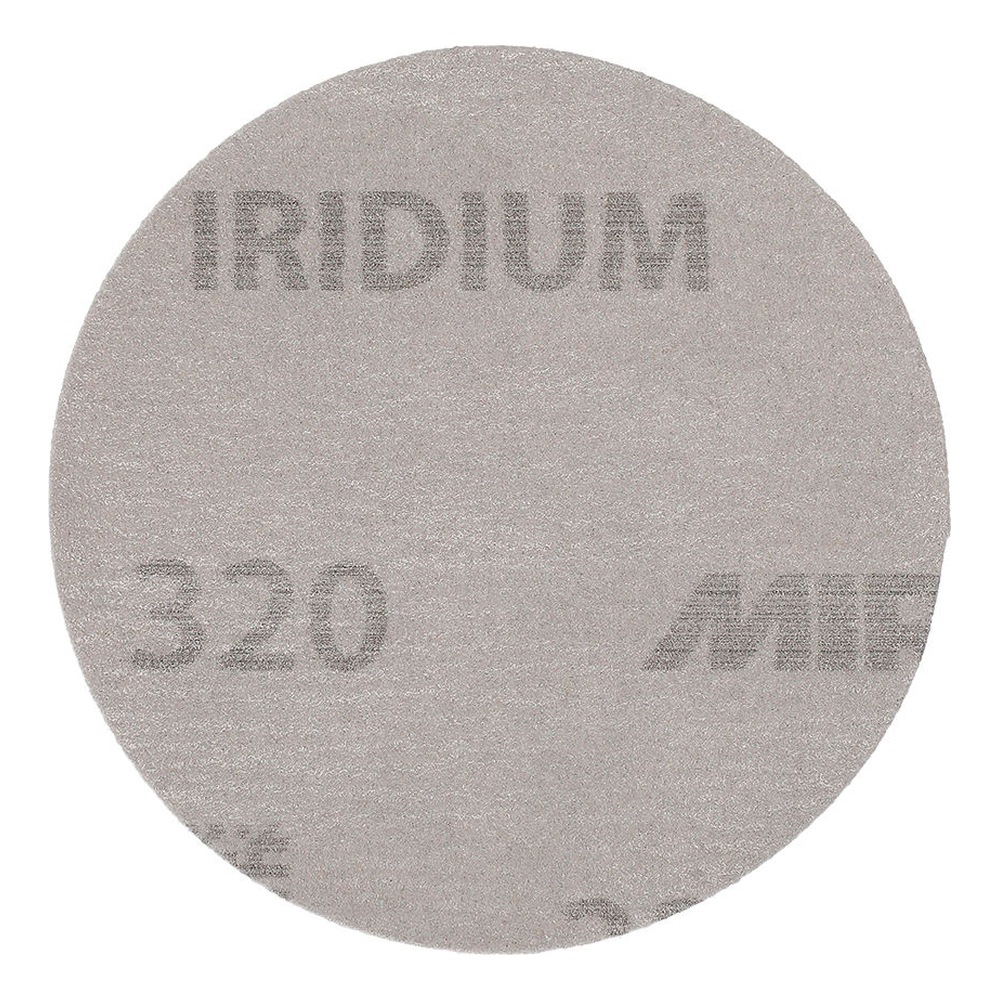 Gray round sanding disc, front view