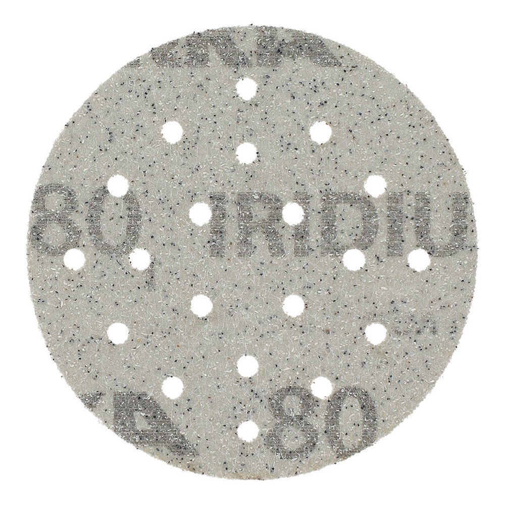 Light sanding disc with multiple holes and printed markings, shown front-on