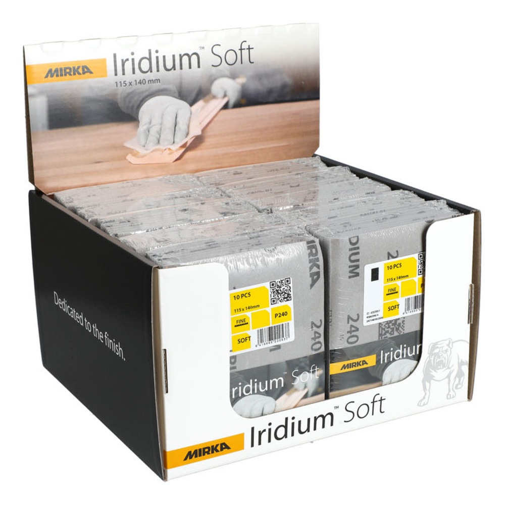 Open display box of folded sanding sheets