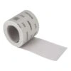 A gray rolled sanding paper sheet, with one end unrolled and printed