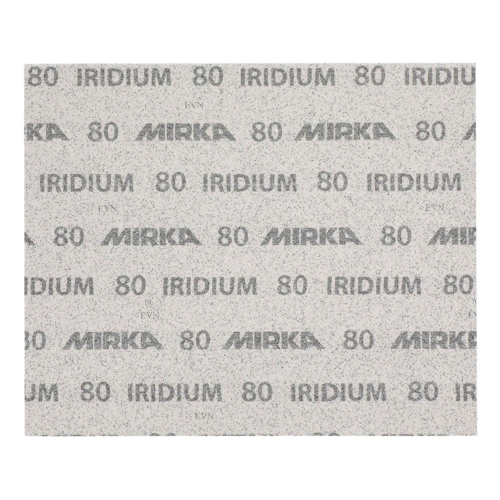 Gray sanding sheet with repeated printed text