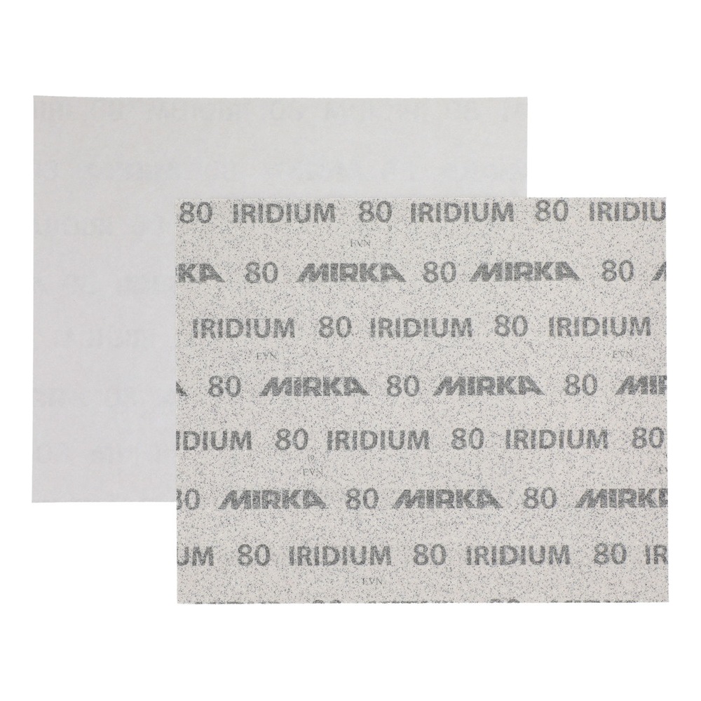 Two overlapping sanding sheets, one plain light sheet and one printed