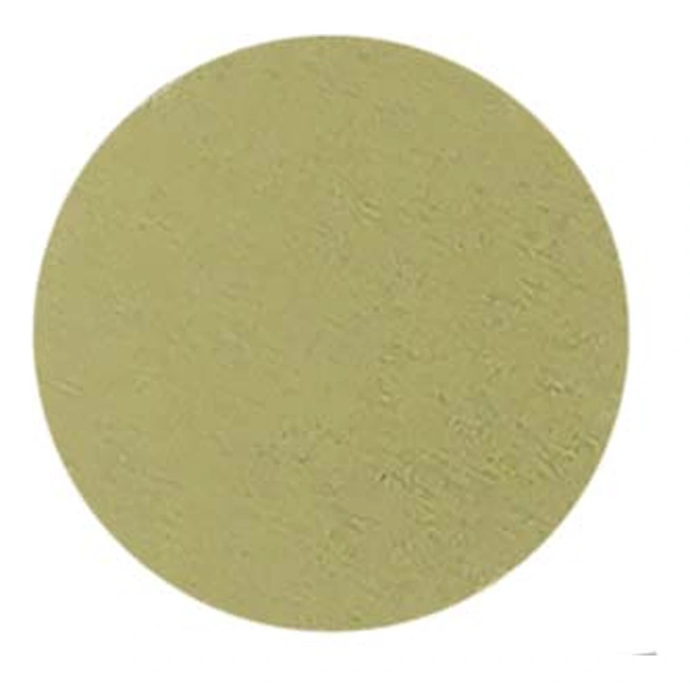 A single round olive-green disc on a white background, shown in close front