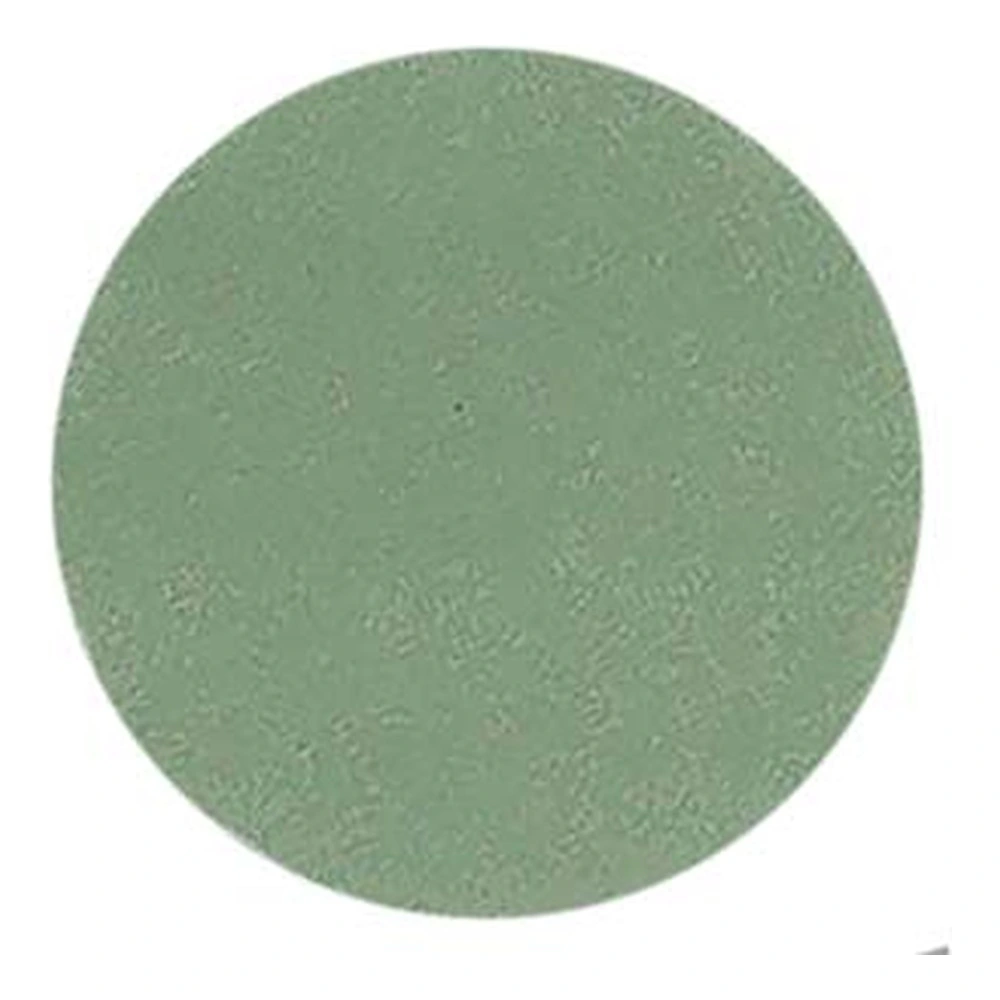 Single green sanding disc on white background