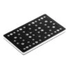 Black rectangular interface pad with many holes on a white background, shown