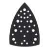 Black teardrop-shaped interface pad with holes on a white background