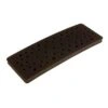 Thin black rectangular interface pad with many holes, shown at an angle