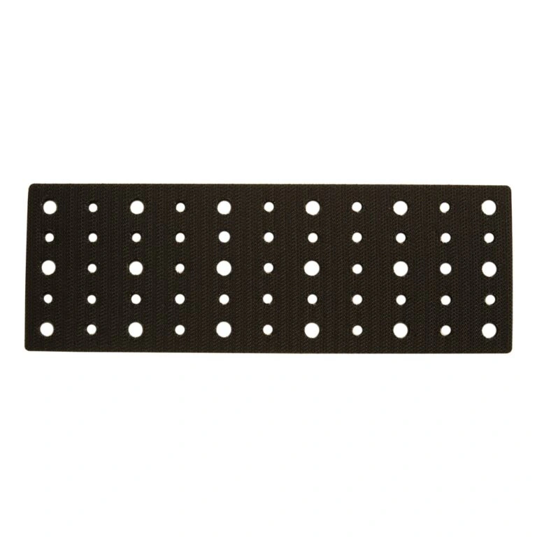 Black long rectangular interface pad with a dense hole pattern on a white