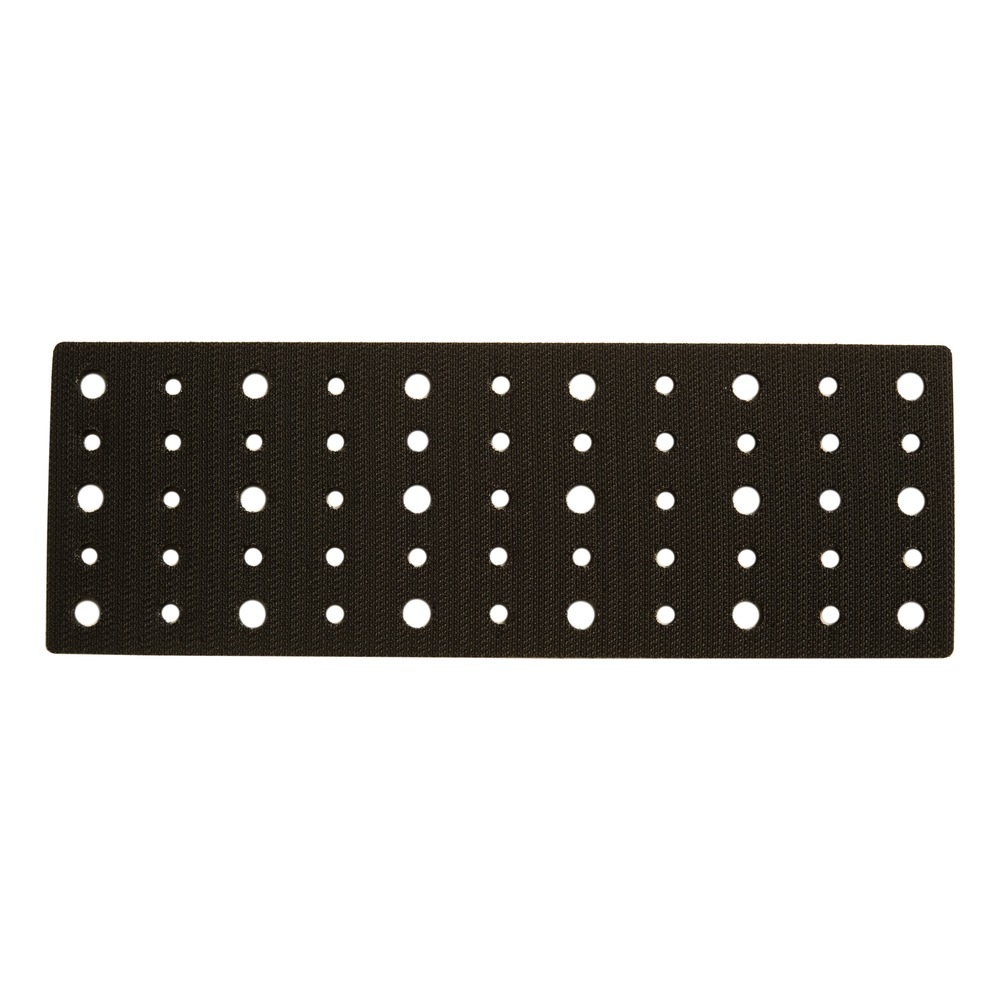 Black long rectangular interface pad with a dense hole pattern on a white
