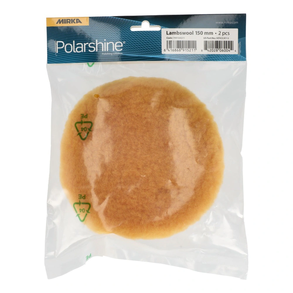 A clear plastic package containing a yellow-orange round pad with a printed