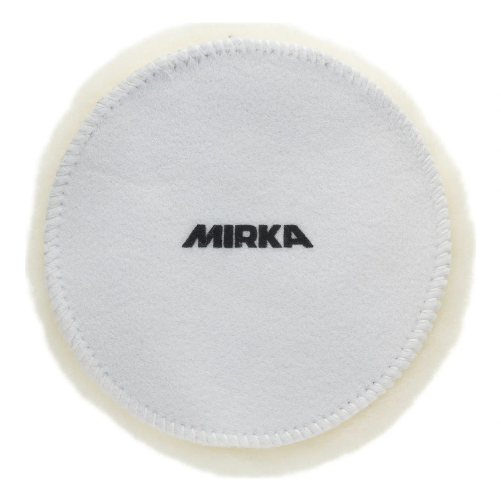 פד צמר עגול לבן עם לוגו - White round wool pad with logo