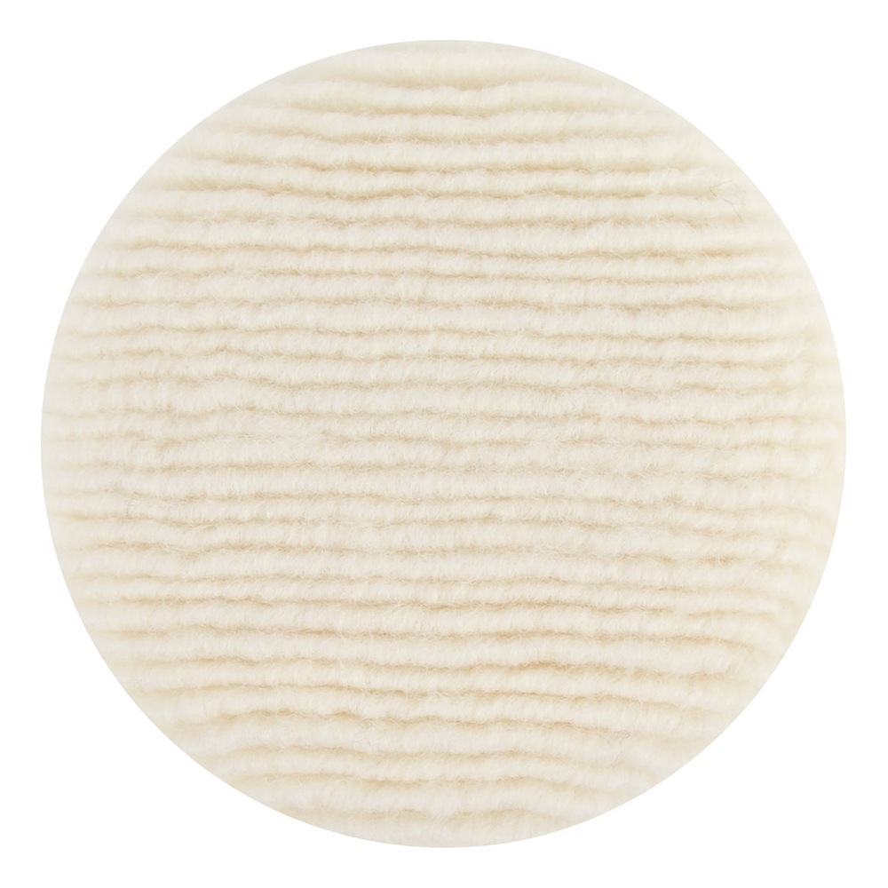 Round white wool pad, dense ribbed texture