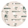 A round sanding disc with many holes, Microstar printing, and P1500 marking