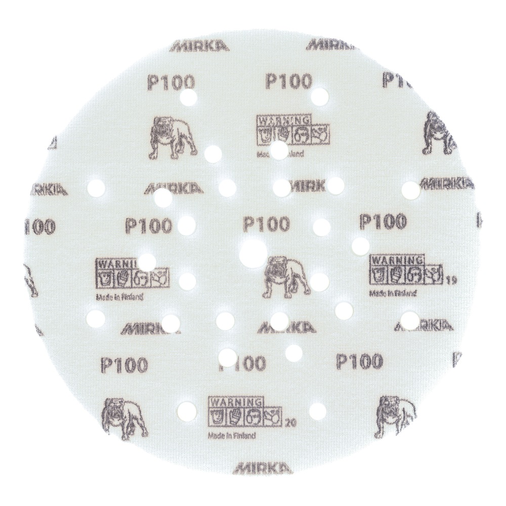 דיסקת שיוף לבנה מחוררת עם הדפסים - White perforated sanding disc with printed markings