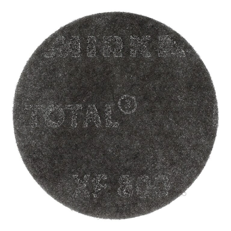פד ליטוש עגול שחור עם טקסט לבן