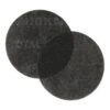 Two overlapping black round sanding pads